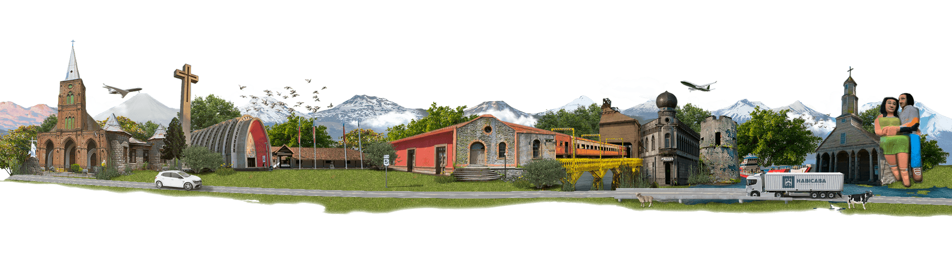 Habicasa - Collage de espacios representativos de ciudades con nuestros proyectos